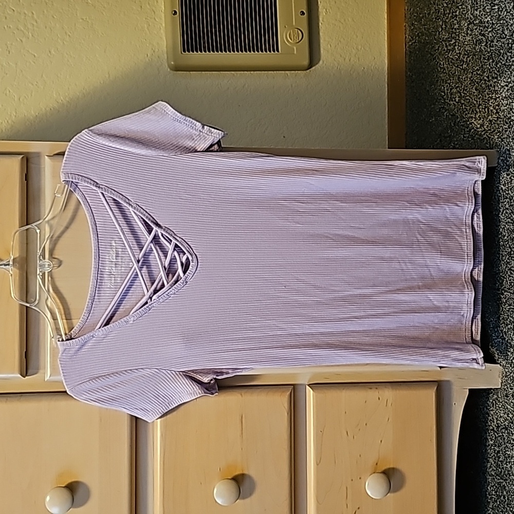 Hollister Lavender Criss Cross Short Sleeve Shirt